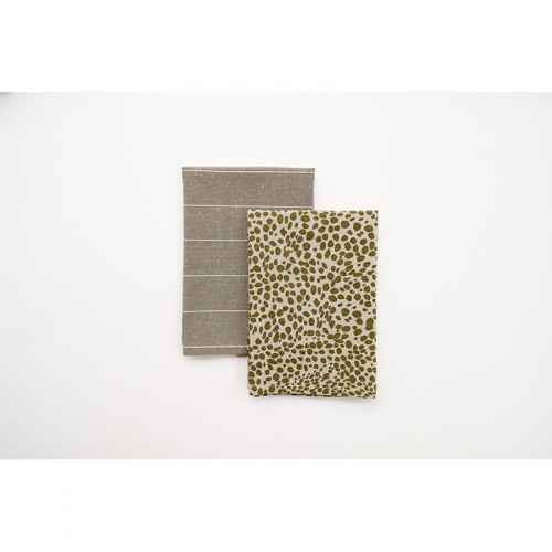 Animal Print Tea Towel Pack Khaki by Raine & Humble